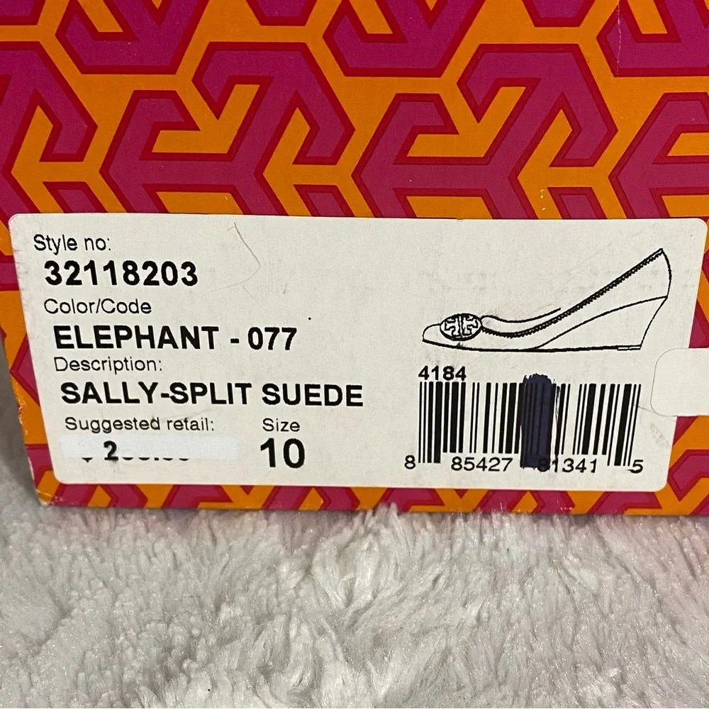Tory Burch Sally Spilt Suede Wedge Heels Women’s Size 10M Elephant Gray